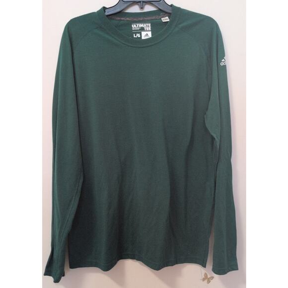 Adidas Dark Green Long Sleeve Performance Shirt • Size L • 100% Polyester - Picture 7 of 8
